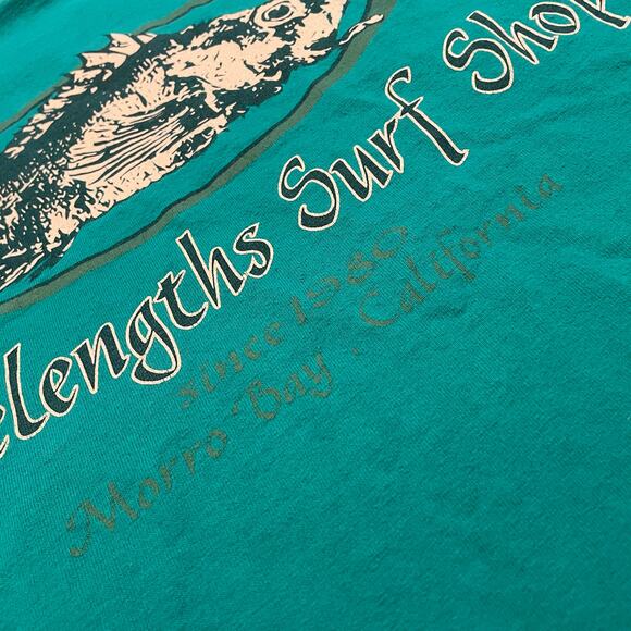 Wavelengths Surf Shop Morro Bay Tee Shirt Mens XL Green Surfing California Beach - Picture 8 of 11